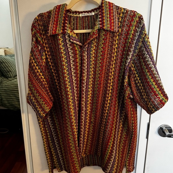 Tops - PRESTIGE rainbow knit button down - 90s vintage